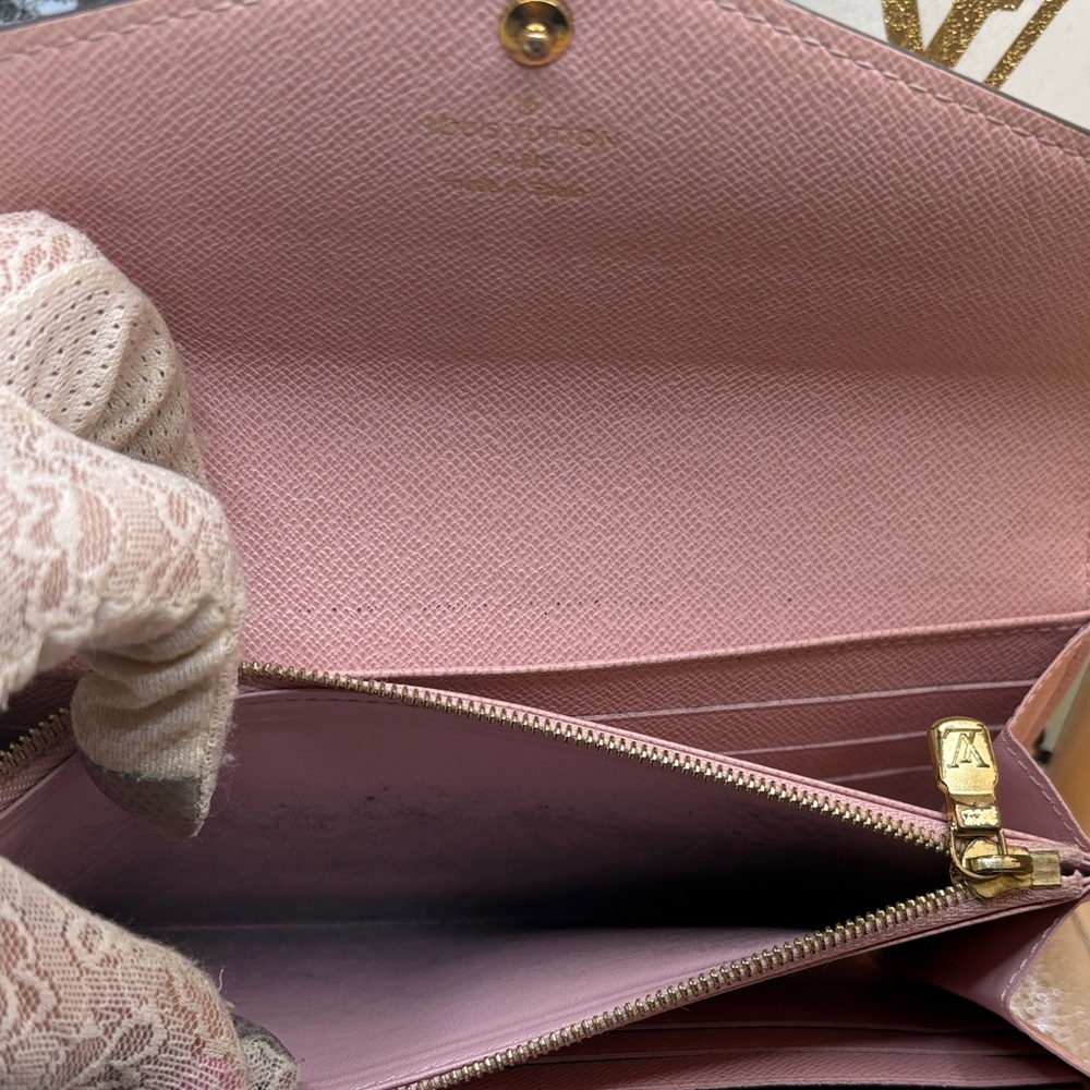 Louis Vuitton🌼Brown & Pink🩷 Interior Damier Ebene long Sarah Wallet-EUC - Picture 11 of 11